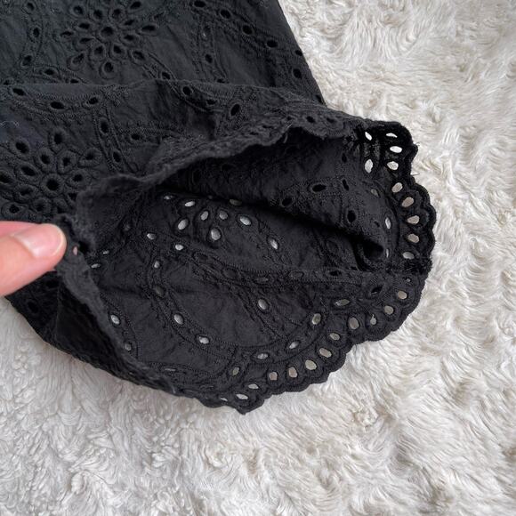 SOLD Zara eyelet lace high rise waist trouser pants cropped ankle trousers black - Picture 8 of 17